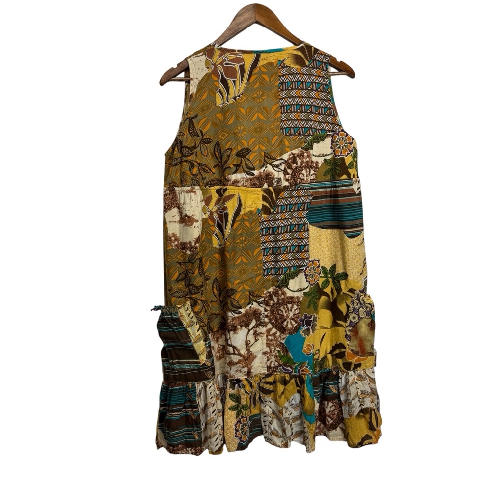 Vasna Patchwork Mixed Media Printed Boho Dress Wi… - image 2